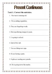 English Worksheet: Present Continuous 2 exercises
