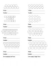 English Worksheet: numbers 11-20 and shapes