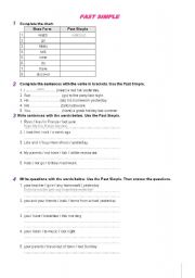 English Worksheet: PAST SIMPLE EXERCISES