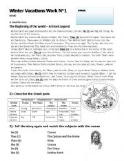 English Worksheet: A Greek Legend