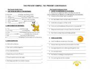 English Worksheet: The present simple. The present Continuous