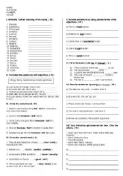 English Worksheet: Exam for the 8th grade