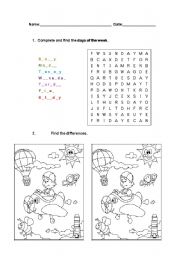 English Worksheet: Days of the week