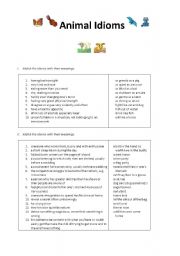 English Worksheet: Animal Idioms