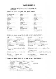 WORKSHEET- VERB TO BE REVISION EXERCISES