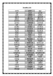 English Worksheet: irregular verbs