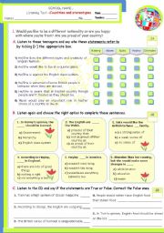 English Worksheet:  Listening Test  -  Are British Teens Proud of their Country?  