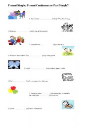 English Worksheet: Present Simple, Presetn Continuous or Past Simple