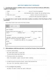 English Worksheet: PAST CONTINUOUS / PAST SIMPLE