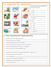 English Worksheet: 12 Labours of Hercules