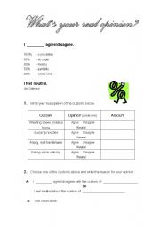 English worksheet: Opinion Words:  