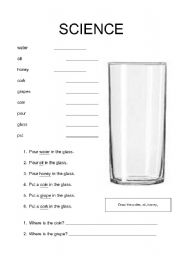 SCIENCE experiment sheet