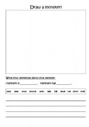 English worksheet: Draw a monster!