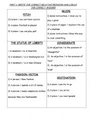English Worksheet: Relative Clause Vocabulary Game