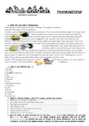 English worksheet: Thanksgiving