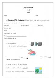 English worksheet: places