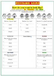 English Worksheet: revision game