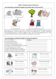 English Worksheet: Elmers Friends:  Present Continuous