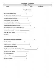 English worksheet: tag questions