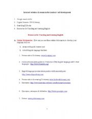 English Worksheet: Internet websites & resources for teachers self-development