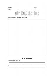 English worksheet: monster dicatation