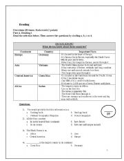 English Worksheet: 2 reading comprehension