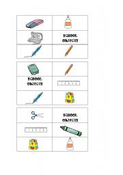 English worksheet: Classroom objects bingo