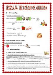 English Worksheet: THE COLOUR OF NUTRITION    2nd year secondary. Tunisia