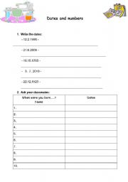 English worksheet: Dates/Months - Speaking.Whole class activity.
