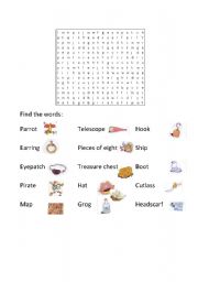English Worksheet: Pirate wordsearch
