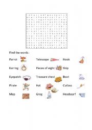 English worksheet: Pirate wordsearch