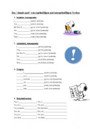 English Worksheet: simple past  of regular and irregular verbs