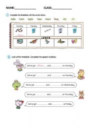 English Worksheet: school subjects