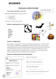 English Worksheet: Halloween and Bonfire Night