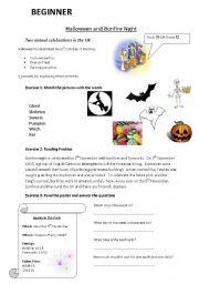 English worksheet: Halloween and Bonfire Night