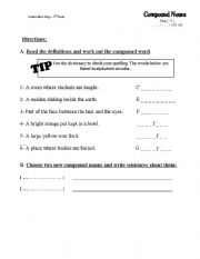 English worksheet: compound noun 2