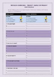 English Worksheet: Present simple or Present Continuous