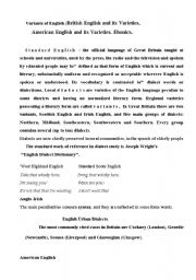 English Worksheet: Variants 