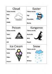 English worksheet: Taboo Cards 2