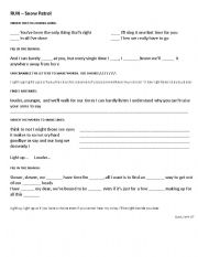 English worksheet: RUN - snow patrol