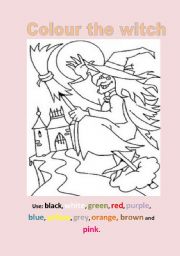 English Worksheet: Coloring Witch