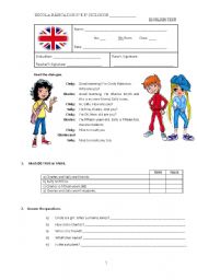 English Worksheet: Test - 5th grade