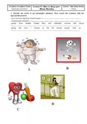 English Worksheet: how to be healthy