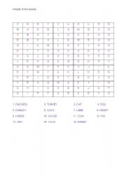 English Worksheet: FARM ANIMALS ALPHABET SOUP