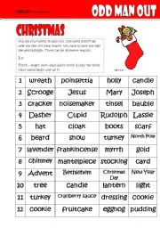 English Worksheet: Odd One Out Christmas