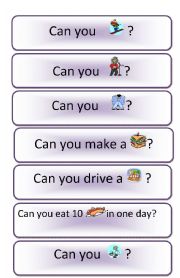 English Worksheet: MODAL VERB CAN USED FOR ORAL TEST