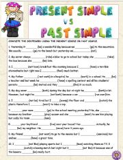 English Worksheet: present simple vs past simple