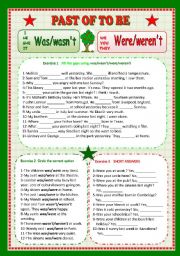 English Worksheet: PAST OF TO BE was/were