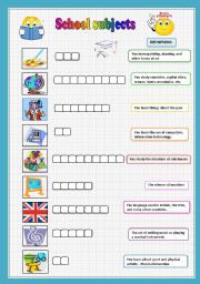 English Worksheet: SCHOOL SUBJECTS exercise