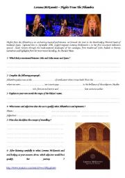 English worksheet: Loreena McKennitt - Celtic Music and travelling + SONG Caravanserai